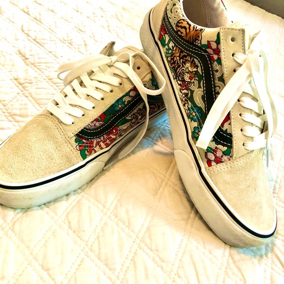 Vans Beige and Colorful Patterned Sneakers - Picture 1 of 10
